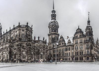 snow, cityscapes, Germany, sculptures, churches, Dresden, HDR photography - related desktop wallpaper