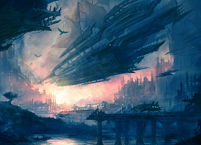 spaceships, vehicles, Alex Ruiz - random desktop wallpaper