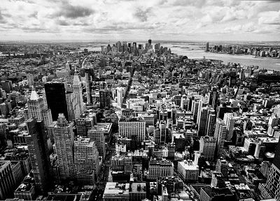 cityscapes, grayscale, skyscrapers - duplicate desktop wallpaper