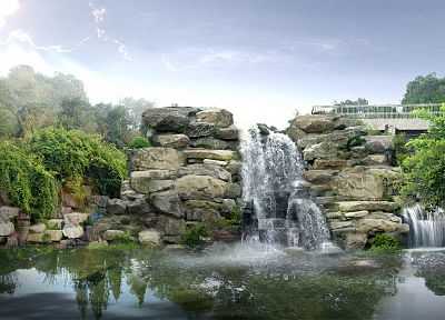 waterfalls, japan digital - random desktop wallpaper
