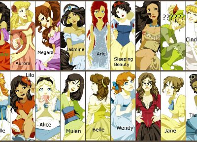 Disney Company, princess, Snow White, Pocahontas, Tinkerbell - duplicate desktop wallpaper
