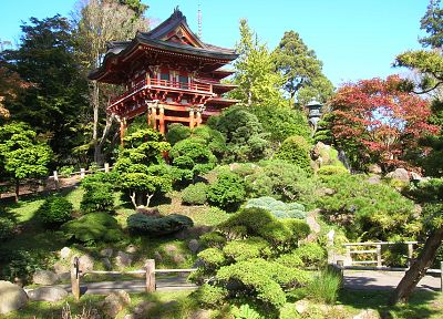 nature, architecture, Japanese, Japanese tea garden - random desktop wallpaper
