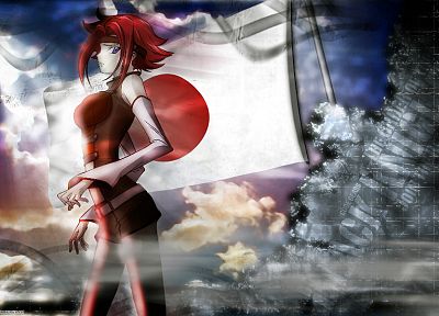 Japan, Code Geass, redheads, flags, Stadtfeld Kallen - desktop wallpaper
