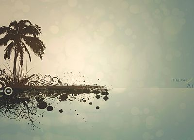 landscapes, minimalistic, palm trees, simplistic, white light, beaches - random desktop wallpaper