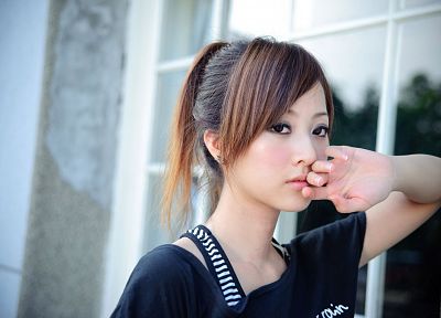 brunettes, women, Asians, Taiwan, window panes, Mikako Zhang Kaijie - desktop wallpaper