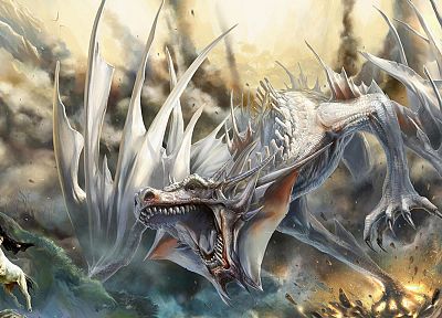 dragons, destruction, fantasy art, centaur - related desktop wallpaper