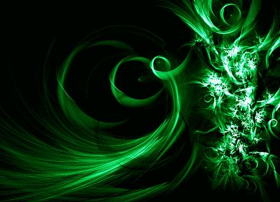 green, abstract, black, dark, digital art - desktop wallpaper
