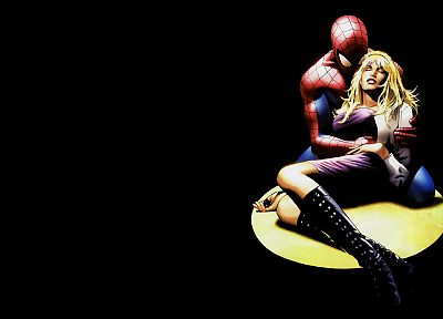 Spider-Man, Marvel Comics, Gwen Stacy, black background - duplicate desktop wallpaper