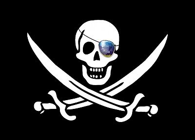 pirate flag, eye patch - desktop wallpaper
