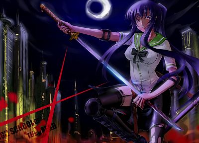 school uniforms, weapons, Highschool of the Dead, Busujima Saeko - random desktop wallpaper