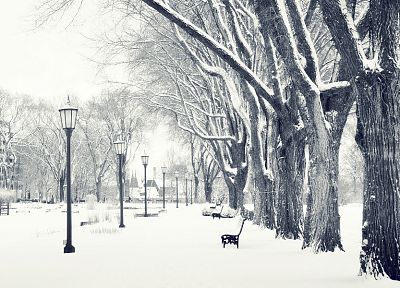 winter, snow, streets - desktop wallpaper