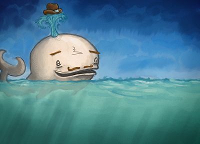 water, animals, fail, funny, whales, moustache, artwork, drawings, hats, anthropomorphism, sea - related desktop wallpaper