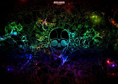 skulls, rainbows - random desktop wallpaper