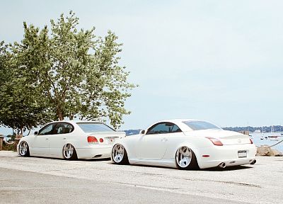 white, cars, tuning, Lexus GS300, Lexus SC - desktop wallpaper