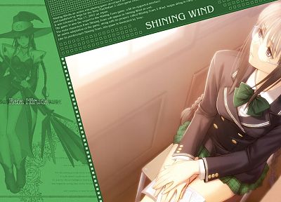 Tony Taka, school uniforms, meganekko, Shining Wind, Hiruda Reia, Shining series - random desktop wallpaper