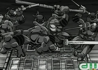 Teenage Mutant Ninja Turtles, grayscale - desktop wallpaper