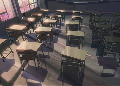 classroom, Makoto Shinkai, 5 Centimeters Per Second, artwork, anime - related desktop wallpaper