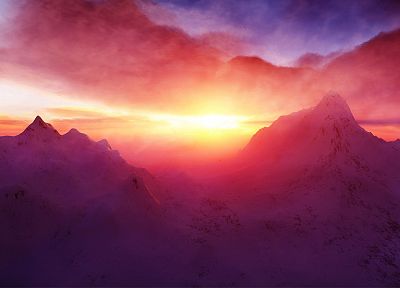 mountains, clouds, landscapes, nature, sunlight, skyscapes - desktop wallpaper