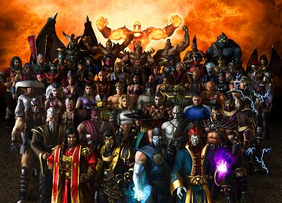 video games, Mortal Kombat, characters, Raiden, conical hats, mortal kombat: armageddon - duplicate desktop wallpaper