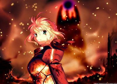 blondes, Fate/Stay Night, blood, armor, Saber, anime girls, Fate series - related desktop wallpaper