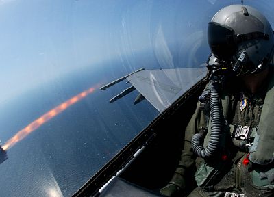 aircraft, military, Pilot, missiles, F-15 Eagle, AIM-9 - desktop wallpaper