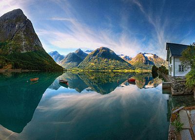 green, mountains, landscapes, ships, Norway, vehicles, Lofoten, sea - related desktop wallpaper
