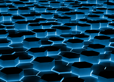 abstract, blue, hexagons, Tron - random desktop wallpaper