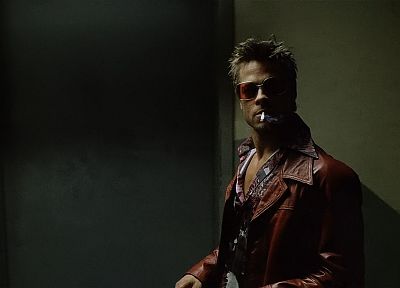 Fight Club, men, Brad Pitt, screenshots, Tyler Durden, elevators, cigarettes - random desktop wallpaper