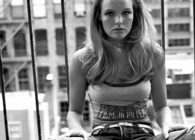 Kate Bosworth, grayscale, monochrome - desktop wallpaper