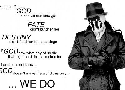 Watchmen, quotes, Rorschach, grayscale, monochrome - duplicate desktop wallpaper