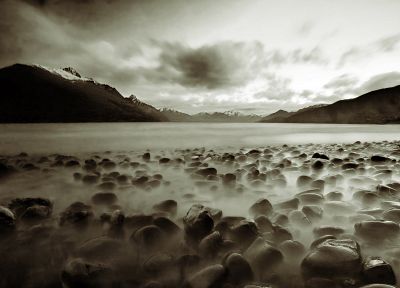 landscapes, rocks, fog - random desktop wallpaper