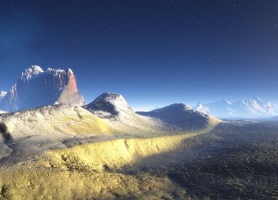 mountains, landscapes, stars, digital art - desktop wallpaper