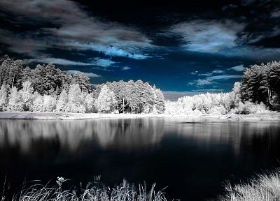 landscapes, nature, winter, lakes - duplicate desktop wallpaper