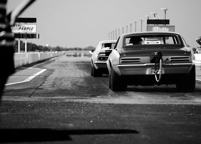 black and white, cars, grayscale - desktop wallpaper