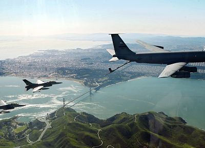 aircraft, military, San Francisco, vehicles, F-16 Fighting Falcon, KC-135 Stratotanker - related desktop wallpaper