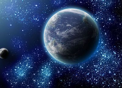 outer space, planets, space station - random desktop wallpaper
