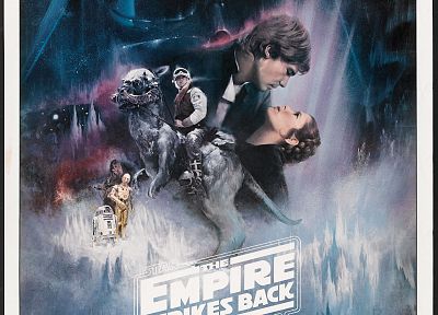 Star Wars, Darth Vader, Carrie Fisher, Han Solo, Leia Organa, Harrison Ford, George Lucas, Mark Hamill, movie posters, Star Wars: The Empire Strikes Back - random desktop wallpaper