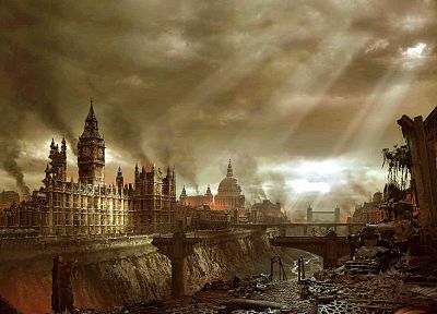 England, post-apocalyptic, London, Big Ben - random desktop wallpaper