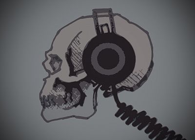 headphones, skulls - desktop wallpaper