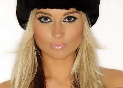 blondes, women, Amanda Harrington, hats, faces - desktop wallpaper
