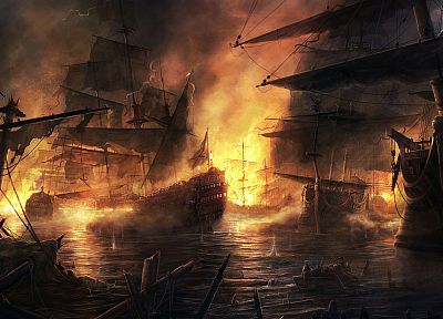 fantasy, war, ships, Radojavor - desktop wallpaper