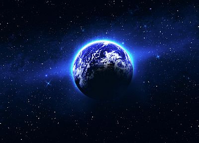 outer space, stars, Earth, Light blue earth - desktop wallpaper