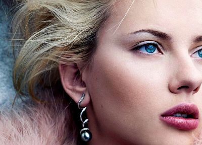 women, Scarlett Johansson, blue eyes, faces - random desktop wallpaper