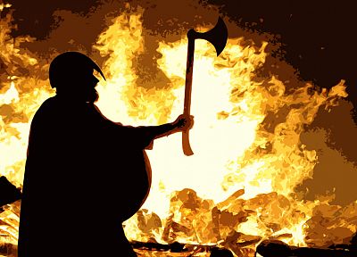 fire, Vikings - duplicate desktop wallpaper