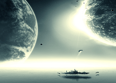 ocean, outer space, planets, Stargate Atlantis - random desktop wallpaper