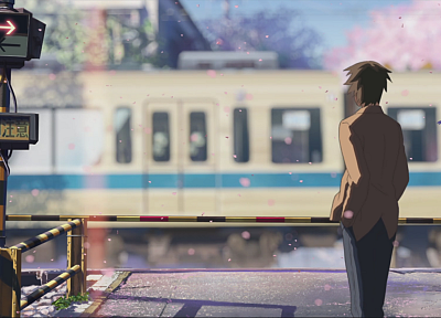 Makoto Shinkai, 5 Centimeters Per Second, artwork, anime, railroad crossing - random desktop wallpaper