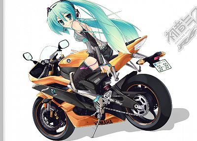 Vocaloid, Hatsune Miku, Yamaha, vehicles, motorbikes, detached sleeves - random desktop wallpaper