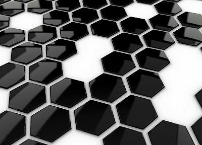 3D view, hexagons, monochrome, greyscale - random desktop wallpaper