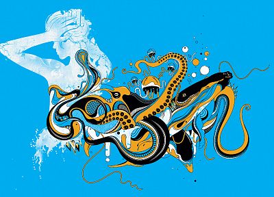 abstract, octopuses - desktop wallpaper