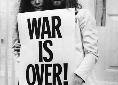 grayscale, John Lennon, Yoko Ono, monochrome - desktop wallpaper